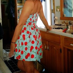 Red Cherry Strapless dress xs